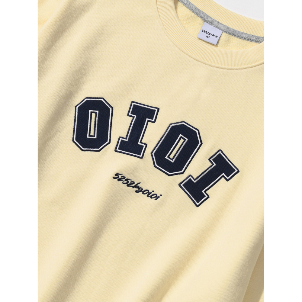 韓國 OiOi奶油色內刷毛大學T 現貨L-細節圖3
