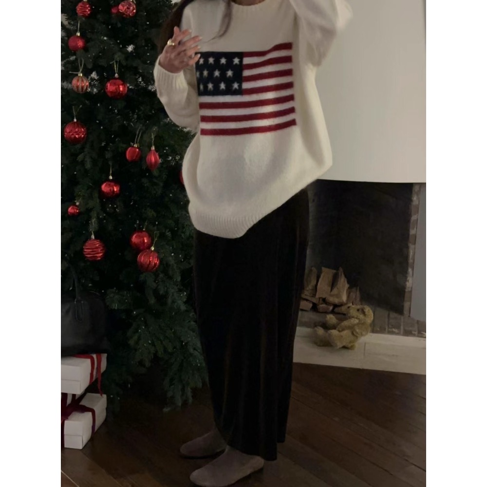 正韓 美國國旗毛衣 現貨深藍-細節圖5