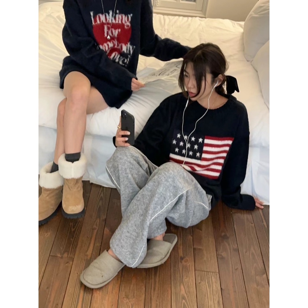 正韓 美國國旗毛衣 現貨深藍-細節圖8