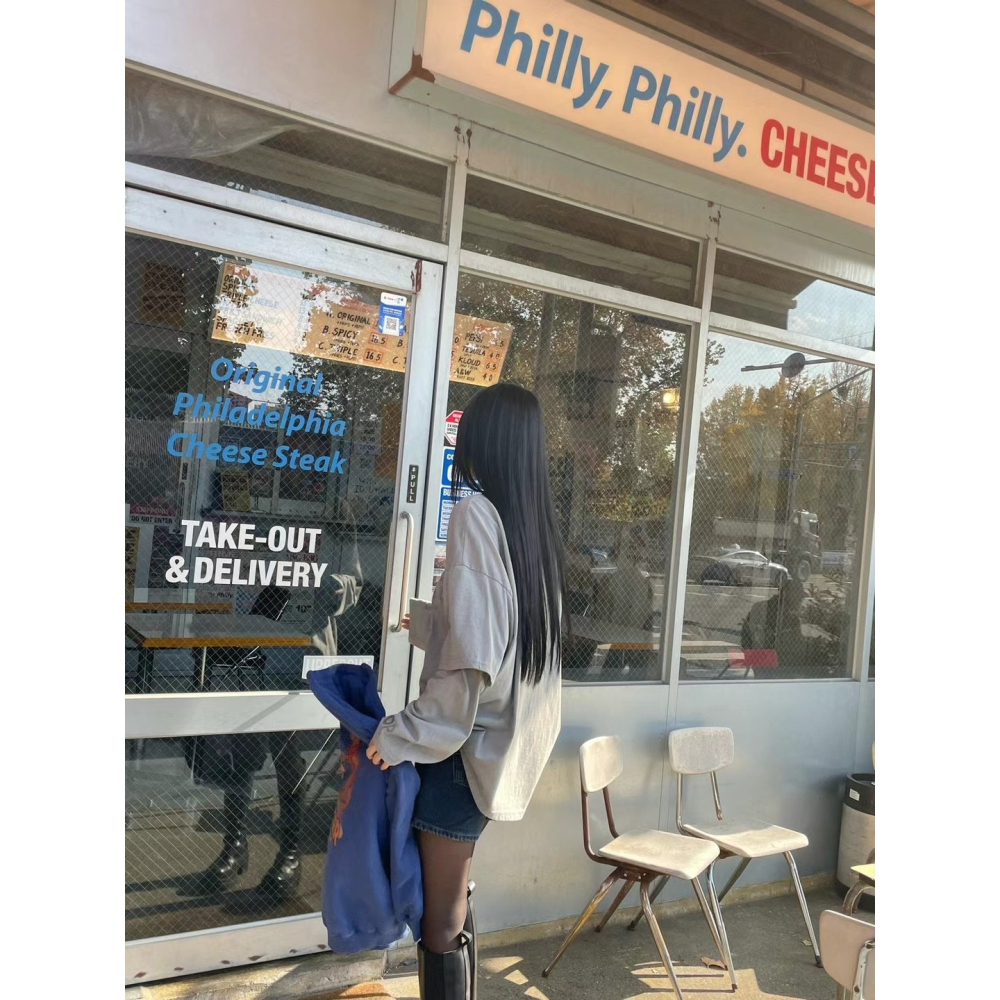 正韓 摩托車假兩件T 現貨淺灰/深灰-細節圖2