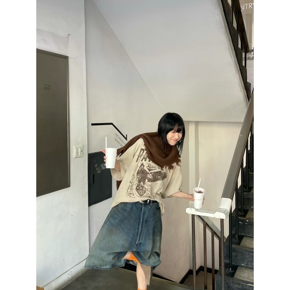 正韓 老鷹厚版短袖T 現貨米-細節圖3