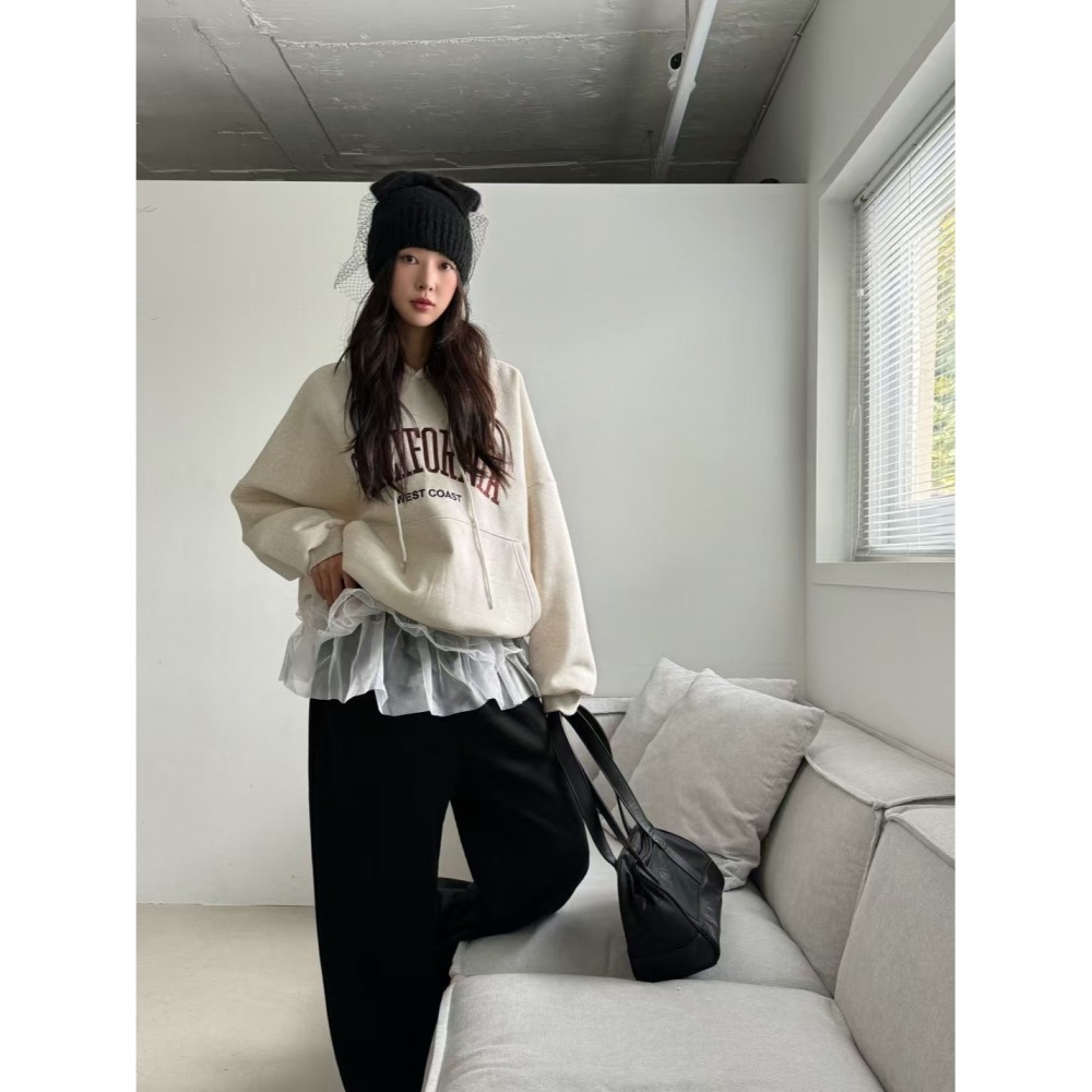 正韓 小紗裙內刷毛棉褲 現貨灰-細節圖3