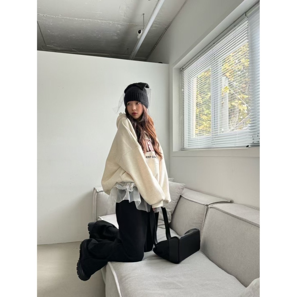 正韓 小紗裙內刷毛棉褲 現貨灰-細節圖4