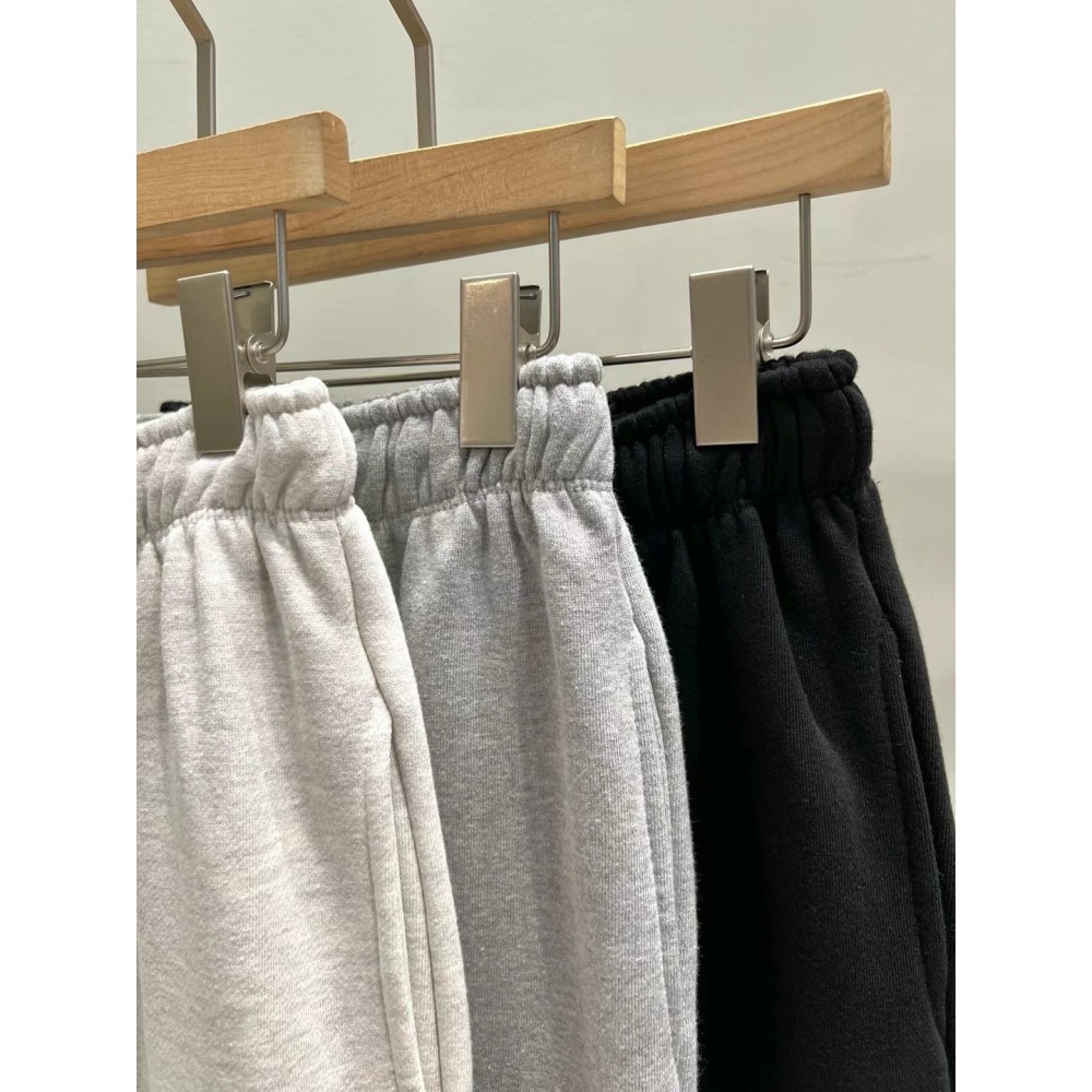 正韓 修身版顯瘦內刷毛縮口棉褲 現貨白花灰-細節圖5