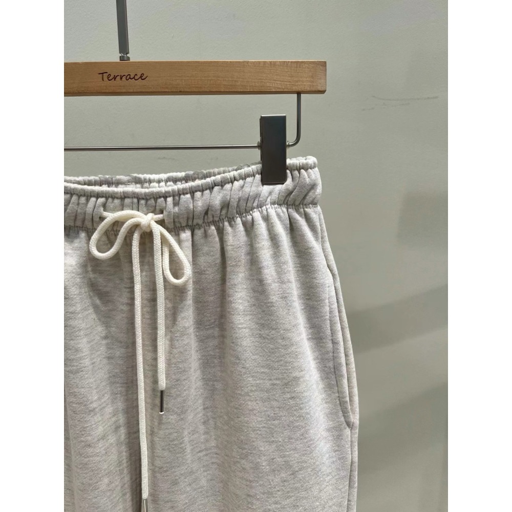 正韓 修身版顯瘦內刷毛縮口棉褲 現貨白花灰-細節圖6