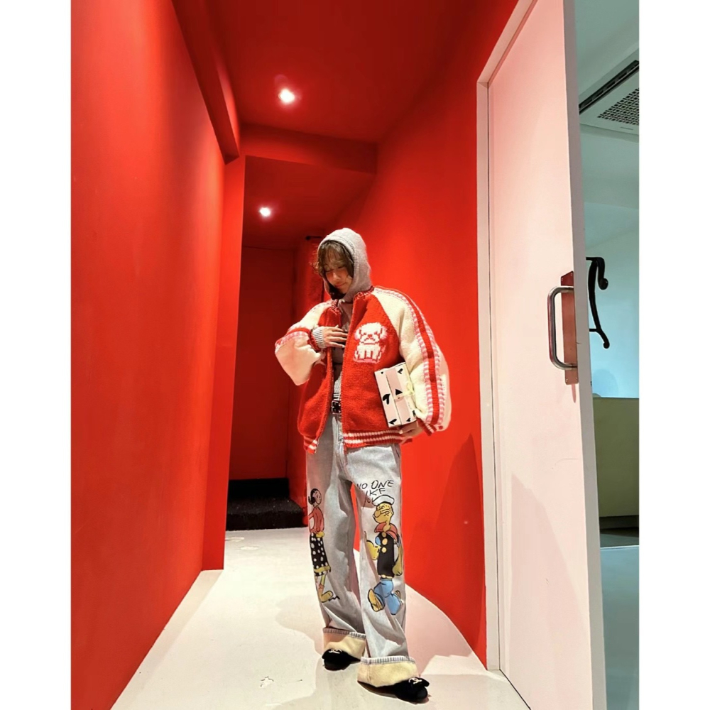 正韓 狗狗針織毛衣拉鍊外套 現貨紅色-細節圖6