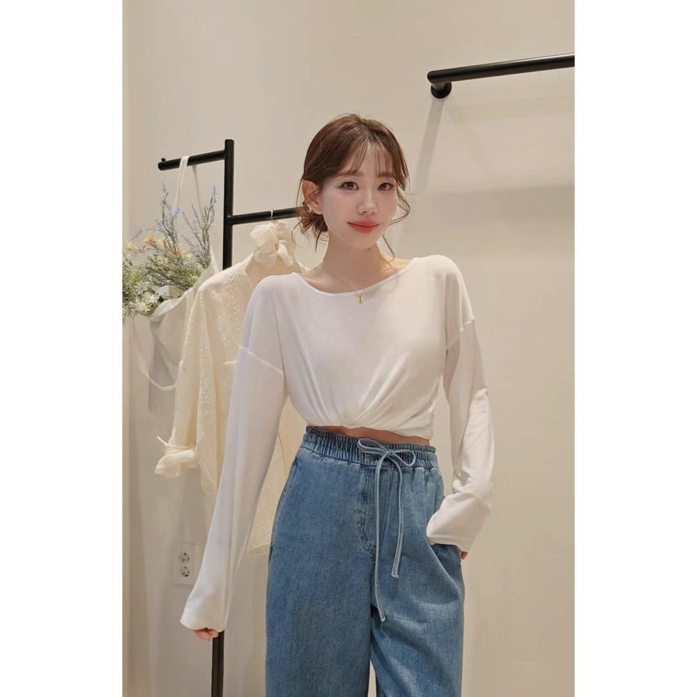 正韓 超軟舒適素面長T 現貨黑色-規格圖4