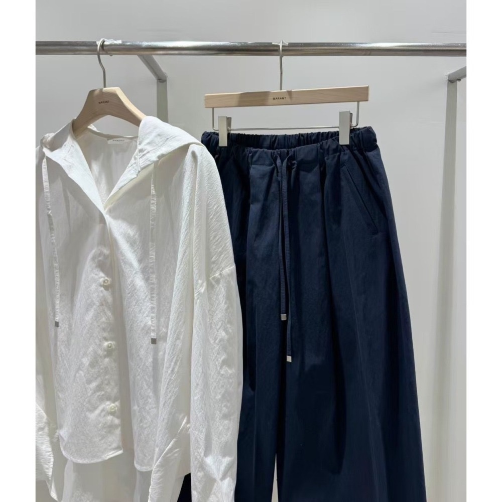 正韓 鬆緊腰抽繩休閒西褲四色 現貨深藍-細節圖3