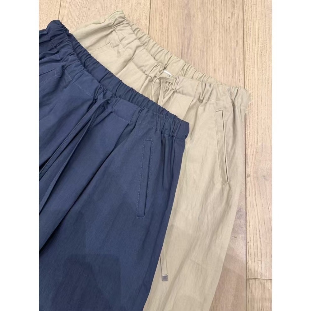 正韓 鬆緊腰抽繩休閒西褲四色 現貨深藍-細節圖6