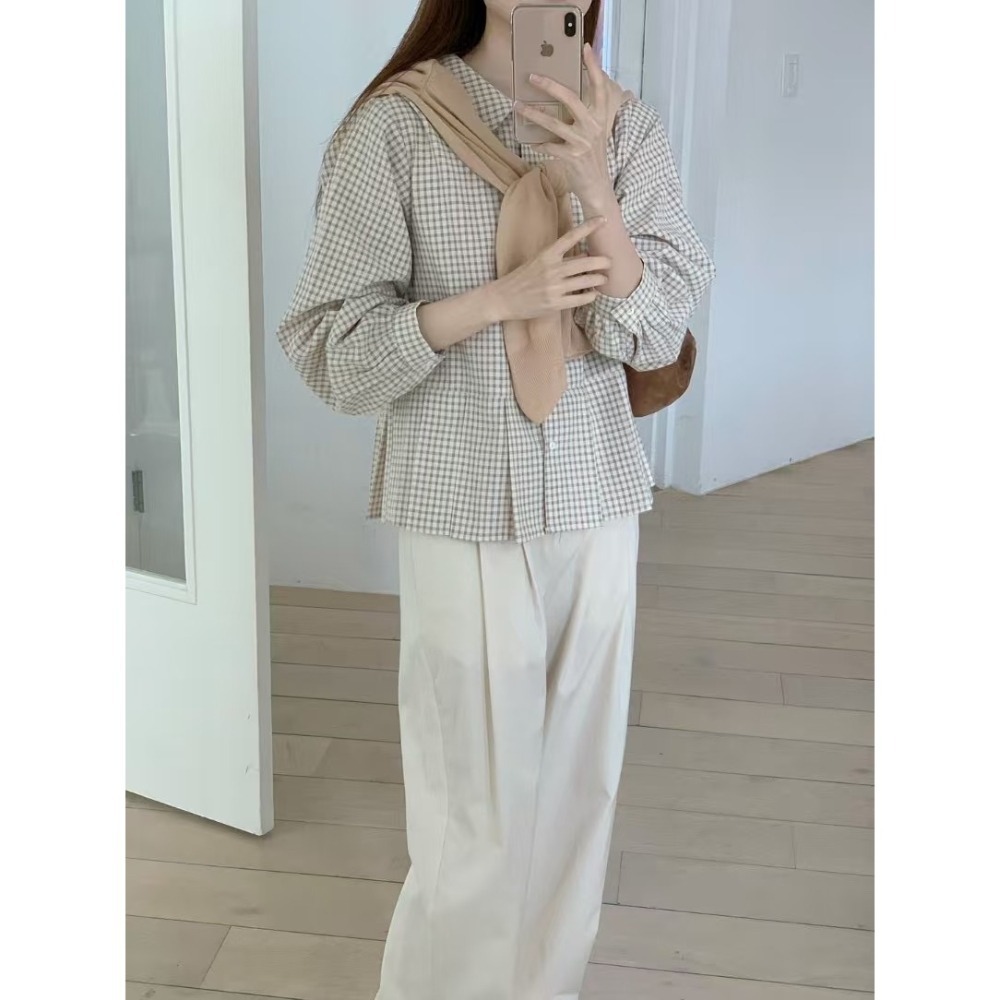 正韓 可愛小標籤休閒西褲三色 米白/粉現貨-細節圖2