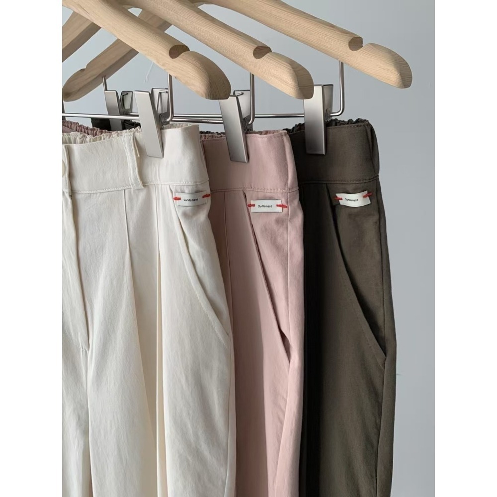 正韓 可愛小標籤休閒西褲三色 米白/粉現貨-細節圖6