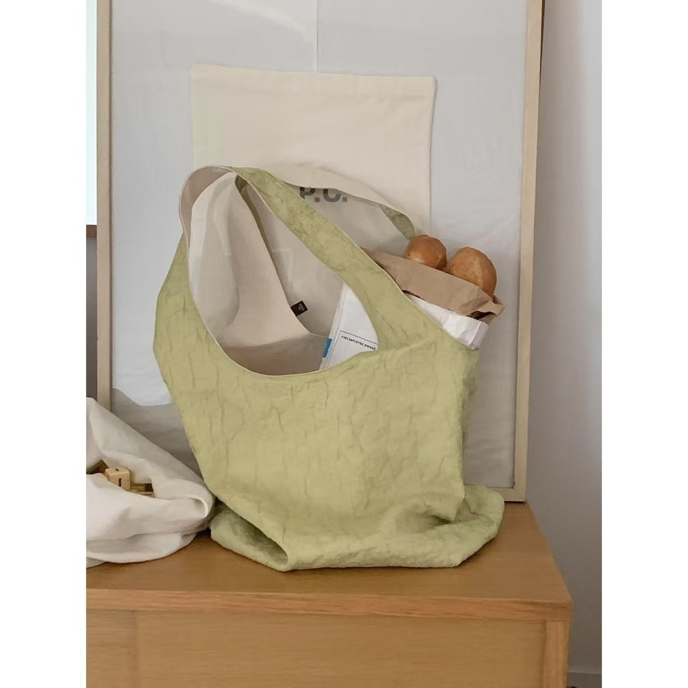 正韓 雕花兩面可用帆布包 綠色 現貨-細節圖2