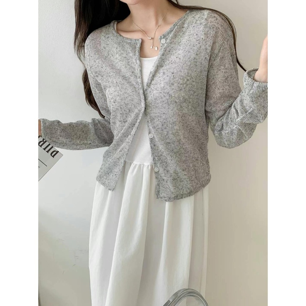 正韓 微透薄料針織外套四色 白色現貨-細節圖4