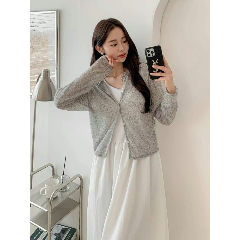 正韓 微透薄料針織外套四色 白色現貨-細節圖6