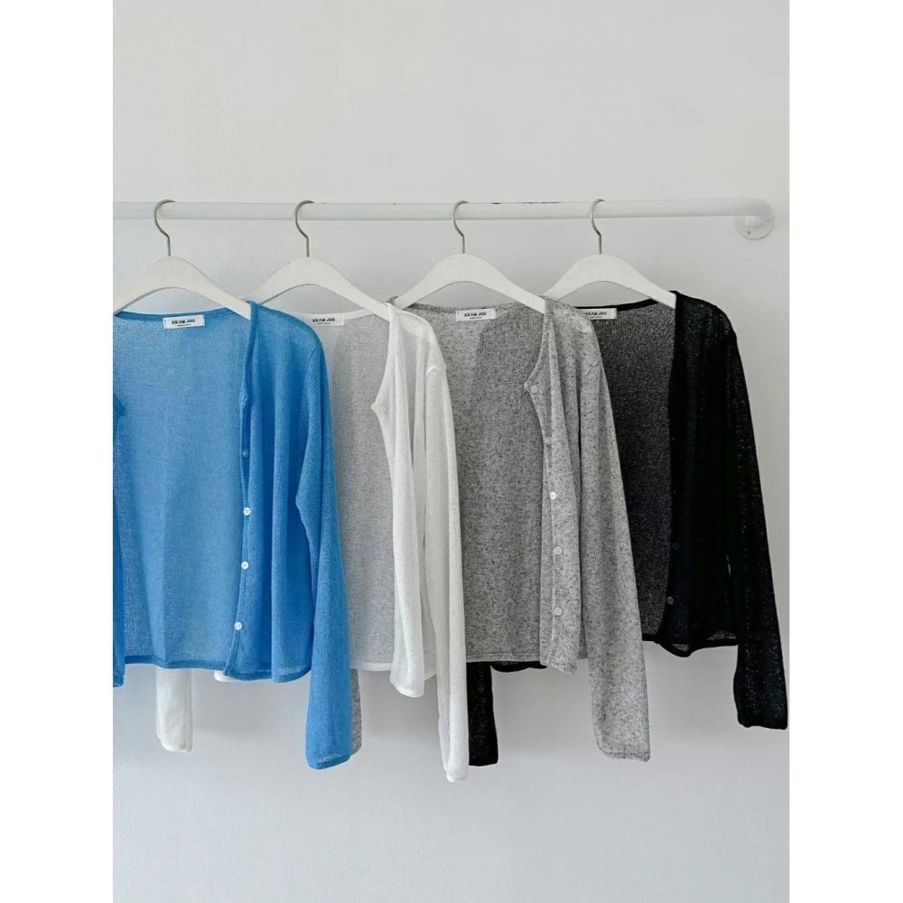 正韓 微透薄料針織外套四色 白色現貨-細節圖10