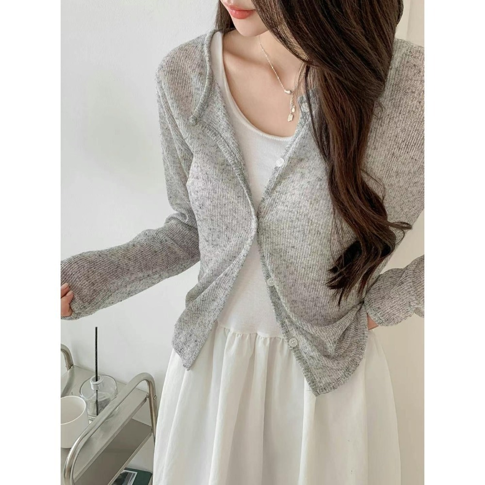 正韓 微透薄料針織外套四色 白色現貨-規格圖10