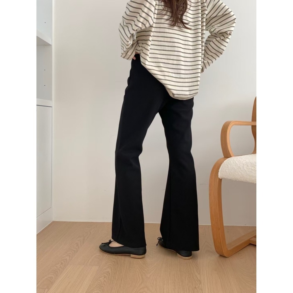 正韓 腰頭彈性微喇叭長褲 現貨-細節圖5