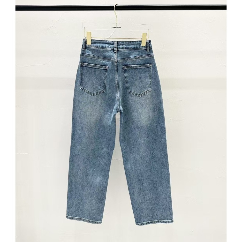 正韓 愛心刺繡直筒牛仔褲 M現貨-細節圖8