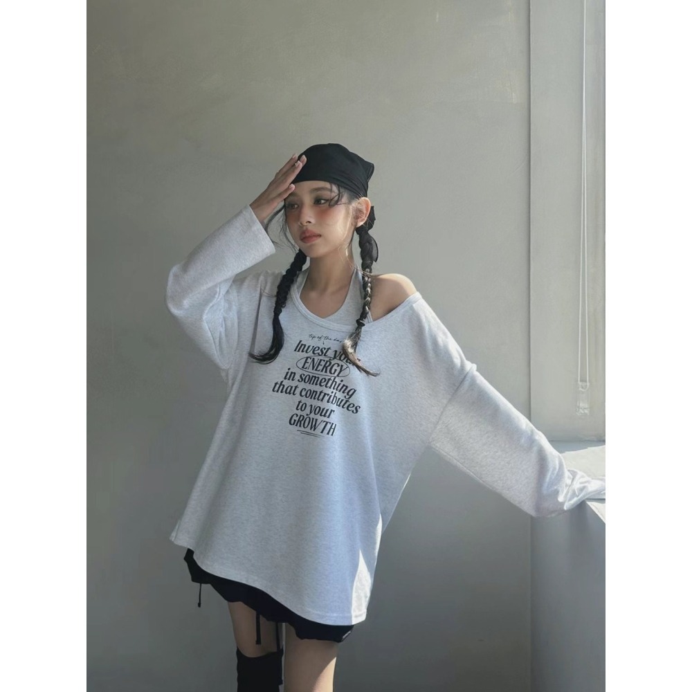 正韓 棉質兩件式露肩上衣三色 白色現貨-細節圖4