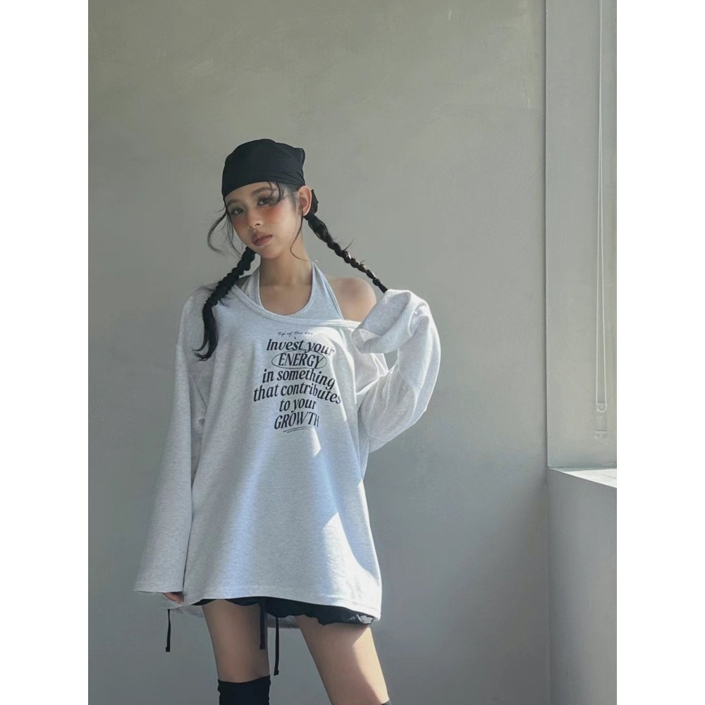 正韓 棉質兩件式露肩上衣三色 白色現貨-細節圖5