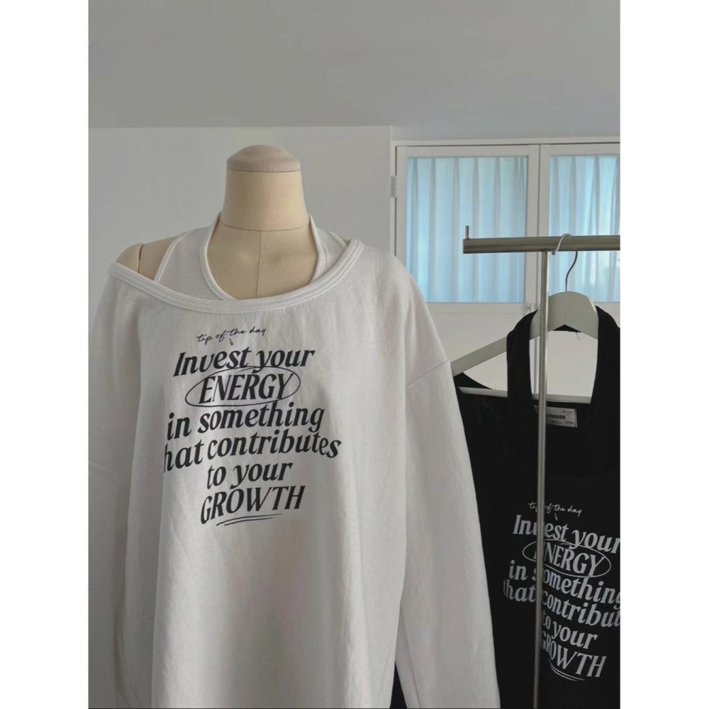 正韓 棉質兩件式露肩上衣三色 白色現貨-細節圖8