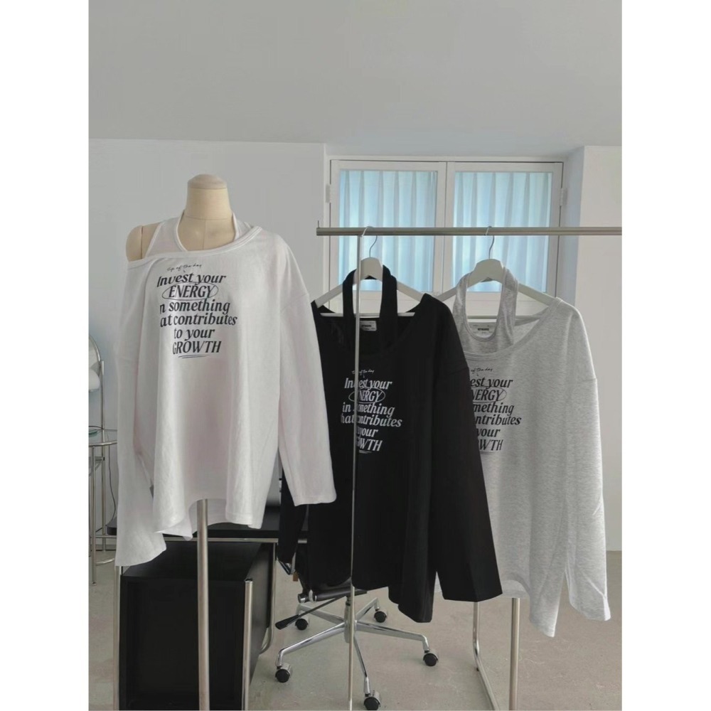 正韓 棉質兩件式露肩上衣三色 白色現貨-細節圖9