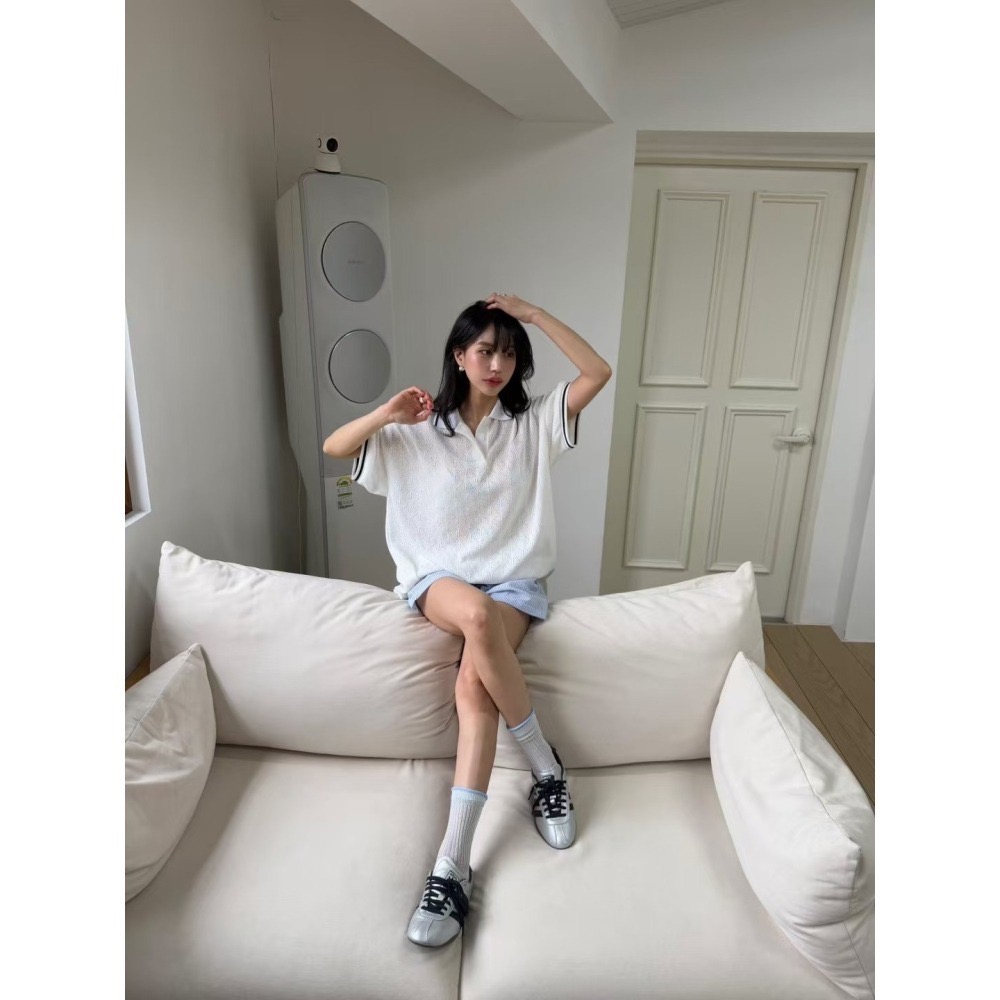 正韓 透涼針織百搭POLO衫 薄荷 現貨-細節圖8