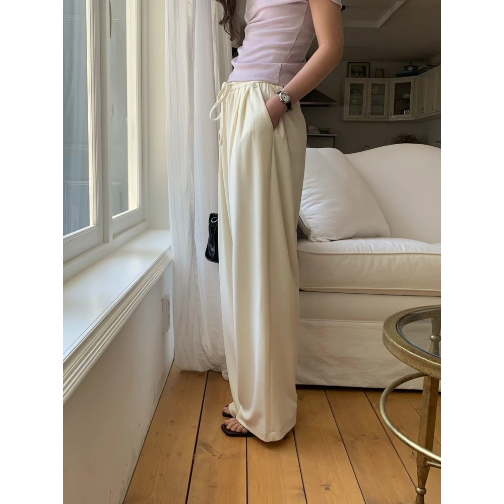 正韓 銅氨絲涼感休閒褲 白色 現貨-細節圖3