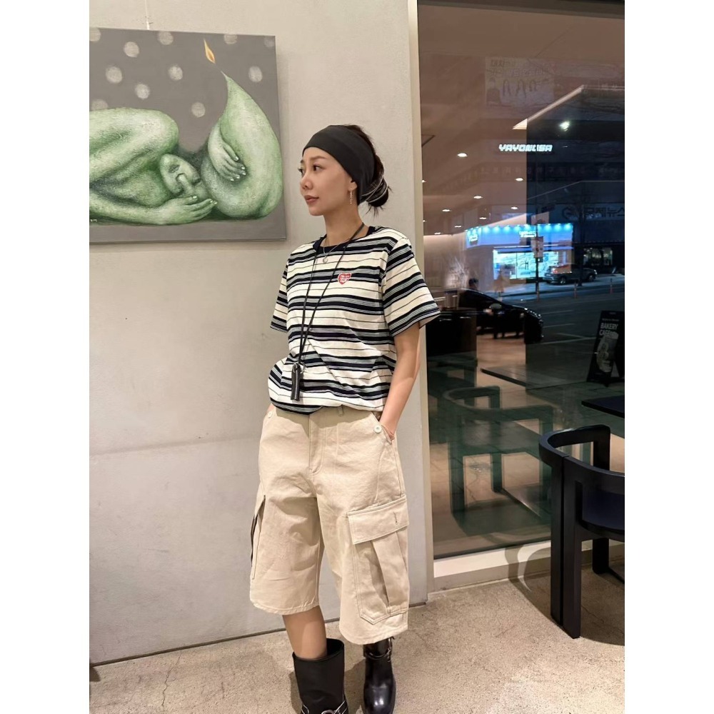 正韓 率性休閒工作五分褲 白M 現貨-細節圖2