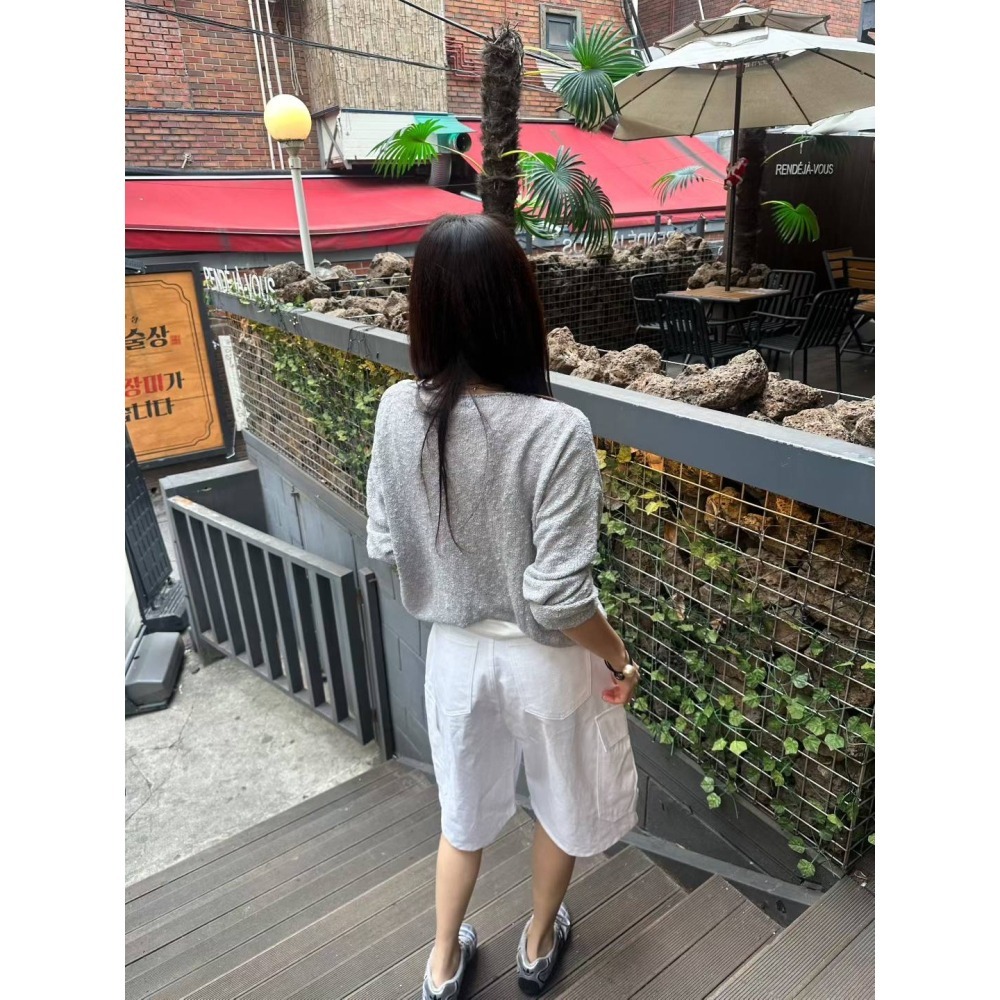 正韓 率性休閒工作五分褲 白M 現貨-細節圖5