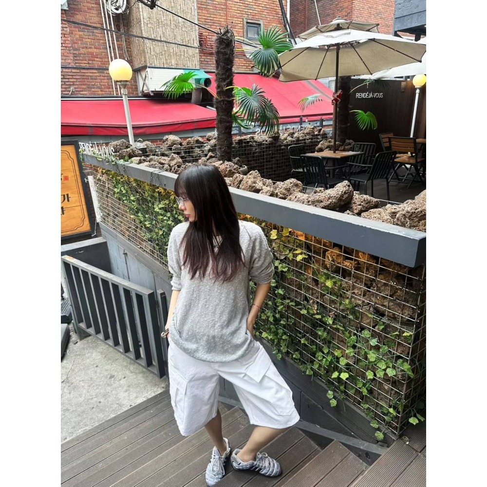 正韓 率性休閒工作五分褲 白M 現貨-細節圖6