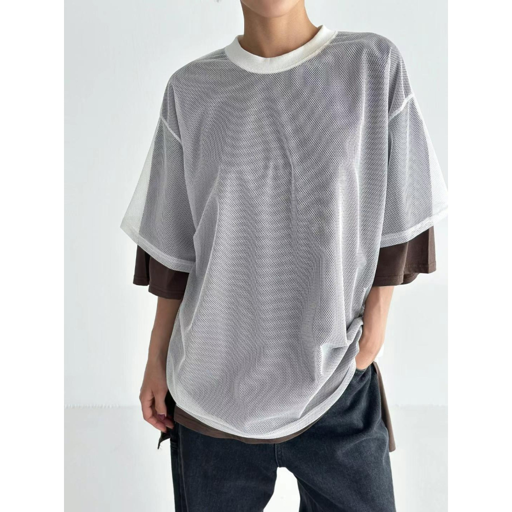 正韓 Kiss樂團T恤+洞洞外罩上衣set 現貨-細節圖3