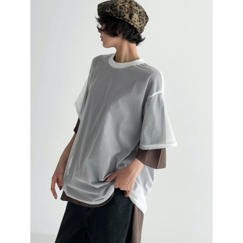 正韓 Kiss樂團T恤+洞洞外罩上衣set 現貨-細節圖4