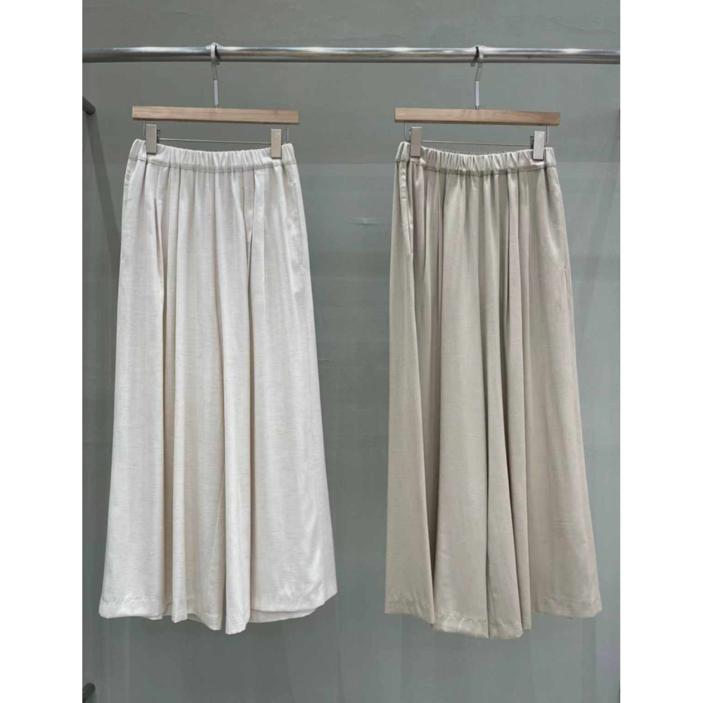 正韓 涼爽輕飄飄褲裙 杏色 現貨-細節圖5