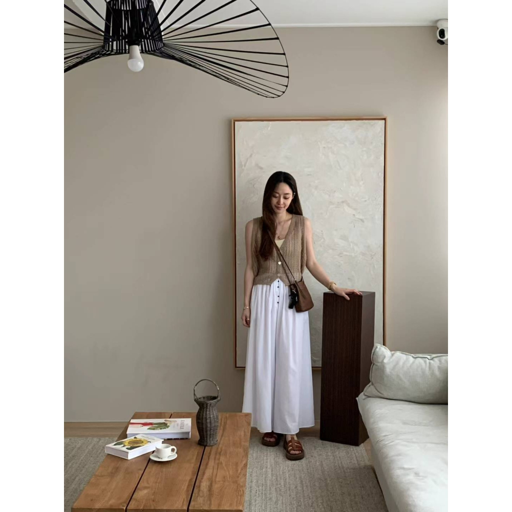 正韓 輕飄飄寬大休閒褲 白色 現貨-細節圖2