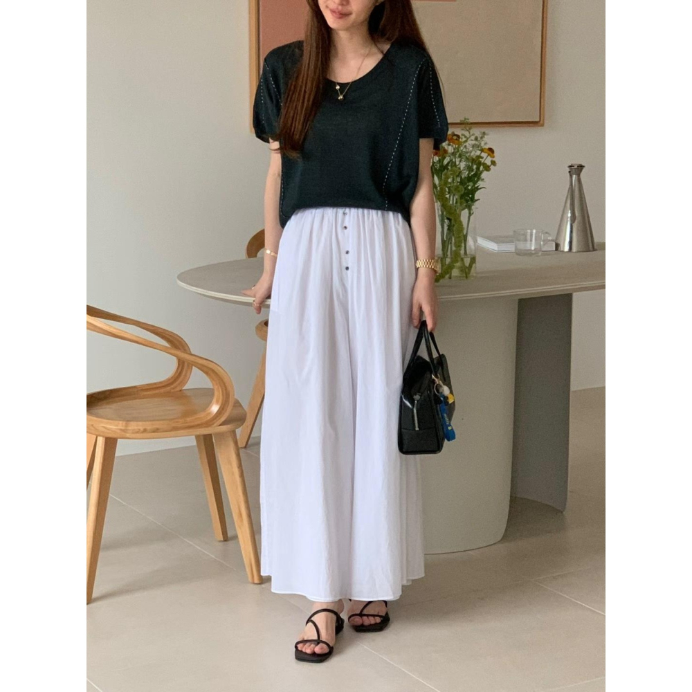 正韓 輕飄飄寬大休閒褲 白色 現貨-細節圖3