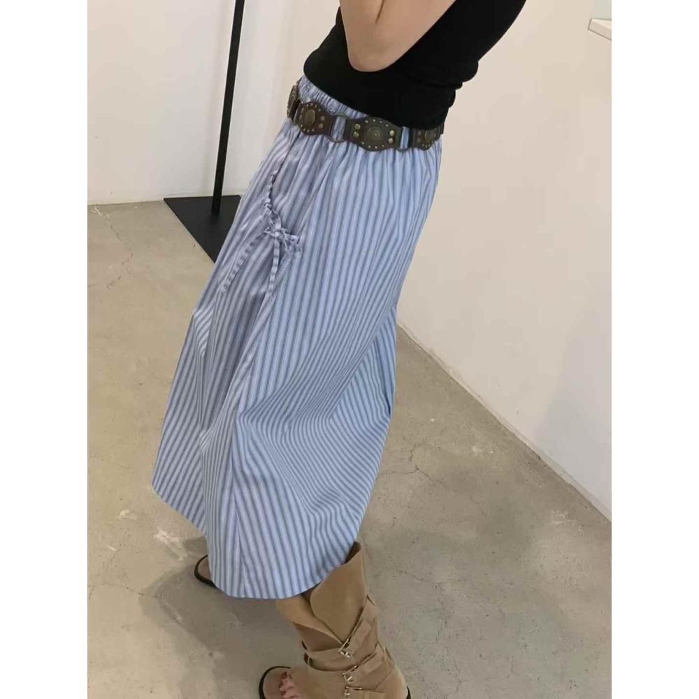 正韓 口袋蝴蝶結中裙 白色 現貨-細節圖5