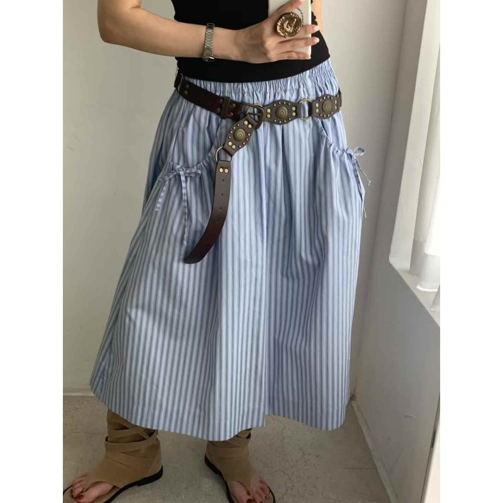 正韓 口袋蝴蝶結中裙 白色 現貨-規格圖9