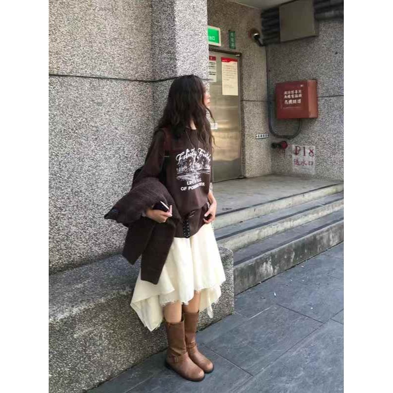 正韓 雙面穿蕾絲造型雙層中長裙 米白/黑 現貨-細節圖3