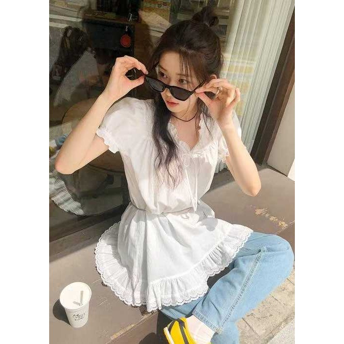 正韓 下擺緹花布短洋裝 現貨-細節圖2