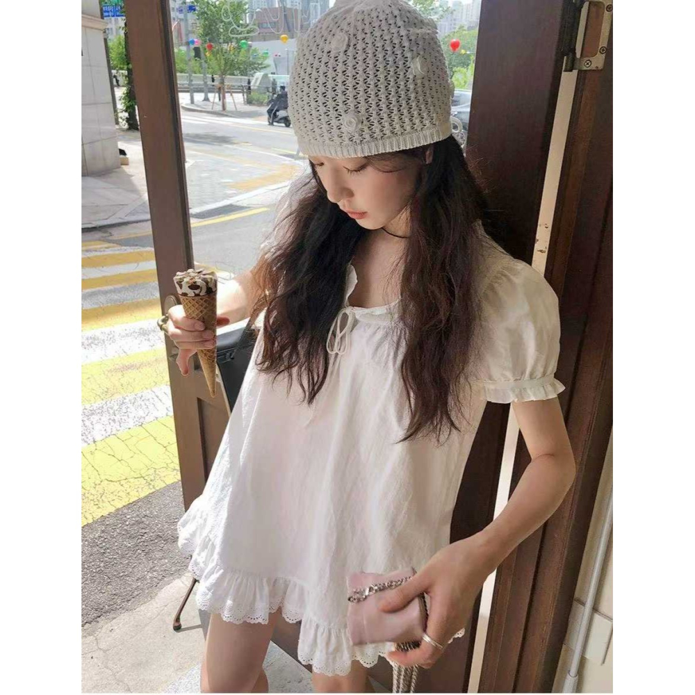 正韓 下擺緹花布短洋裝 現貨-細節圖6