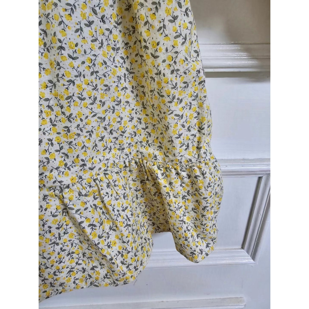 正韓童裝 黃色碎花洋裝 3 現貨-細節圖4