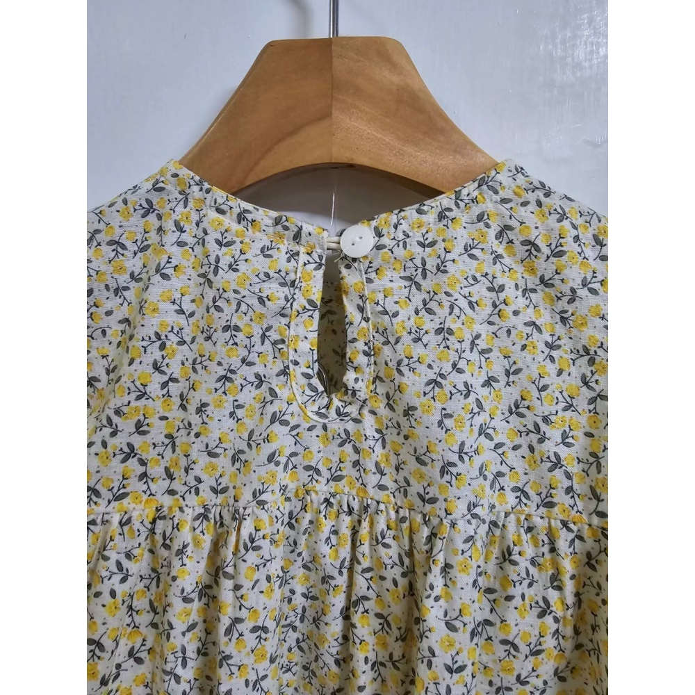 正韓童裝 黃色碎花洋裝 3 現貨-細節圖5