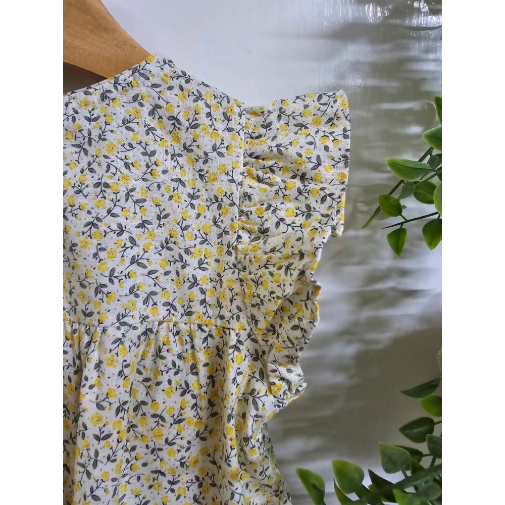 正韓童裝 黃色碎花洋裝 3 現貨-細節圖6
