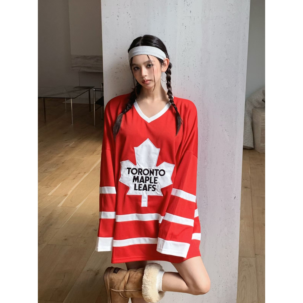 正韓 加拿大多倫多楓葉球衣T恤 紅/藍 現貨-細節圖2