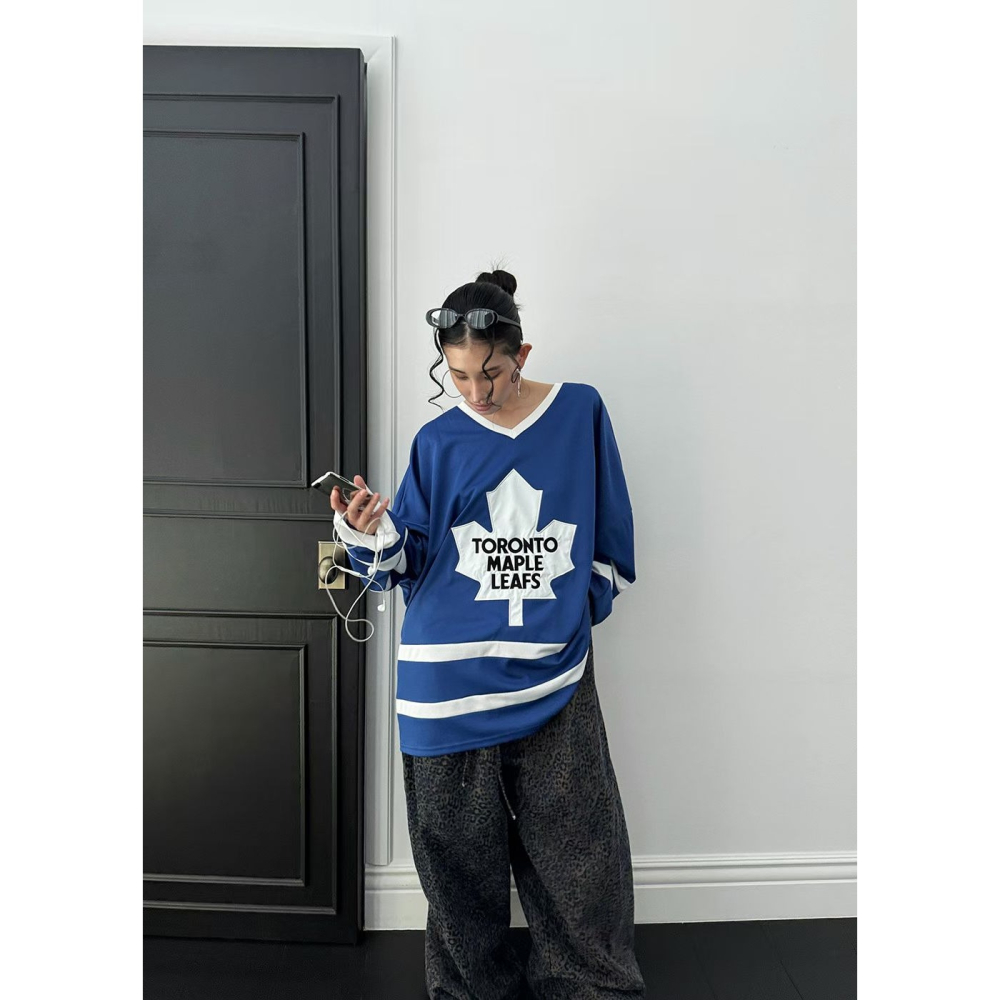 正韓 加拿大多倫多楓葉球衣T恤 紅/藍 現貨-細節圖7