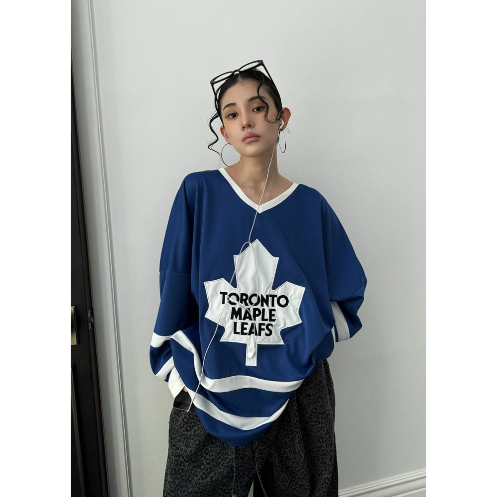 正韓 加拿大多倫多楓葉球衣T恤 紅/藍 現貨-細節圖8