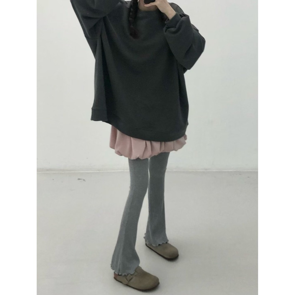 正韓 羊毛修身顯瘦微喇叭內搭褲 灰/黑 現貨-細節圖6