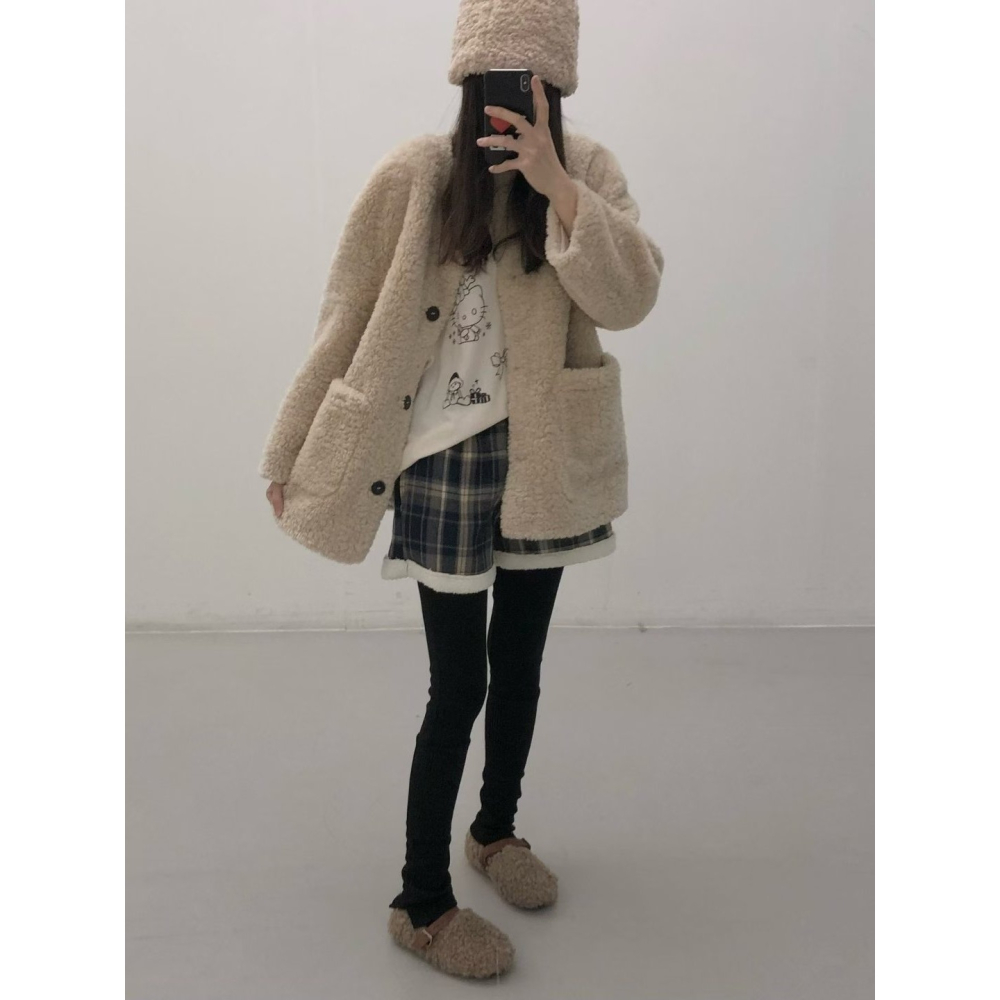 正韓 假襪套感內刷毛內搭褲 兩色 預購-細節圖2