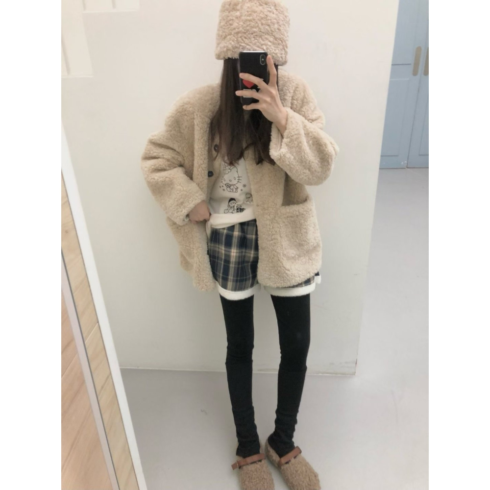 正韓 假襪套感內刷毛內搭褲 兩色 預購-細節圖4